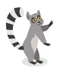 Fototapeta na wymiar Cute Lemur Cartoon Icon in Flat Design