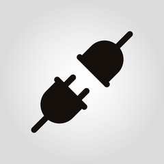 Wire plug and socket icon. Vector illustration. Plug, socket and cord in flat design. Concept of connection and disconnection of the electricity