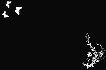 butterflies on a background with a floral pattern