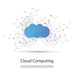 Obraz premium Cloud Computing Design Concept with Wireframe - Digital Network Connections, Technology Background