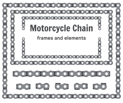 Motorcycle chain frames and elements vector set
