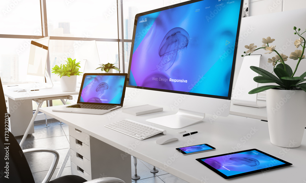 Canvas Prints modern office responsive screen devices.