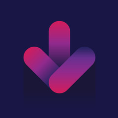 arrow icon on blue background. Vector illustration. logo. Symbols. web