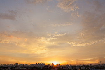Sunset sunrise in Bangkok, Thaland.