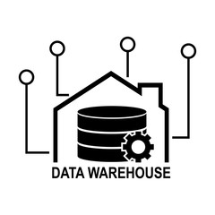 Data warehouse icon logo design. Vector illustration technology solution tend concept design.