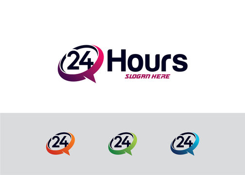 24 Hours Service Logo Template Design Vector, Emblem, Design Concept, Creative Symbol, Icon