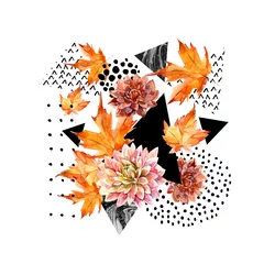 Papier Peint photo Lavable Impressions graphiques Arrangement floral aquarelle d& 39 automne