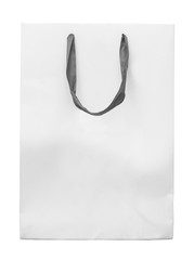 Big white paper bag with satin ribbon handles
