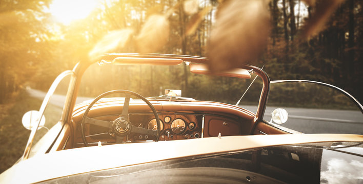 autumn car on road 