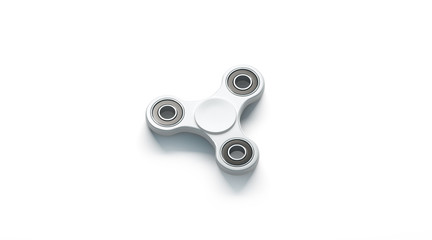 Blank white fidget spinner mockup, side view, 3d rendering. Clear spinning toy mock up, design...