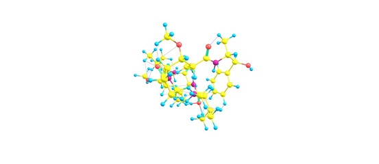 Monomethyl auristatin E molecular structure isolated on white
