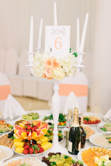 Decorated banquet table setting