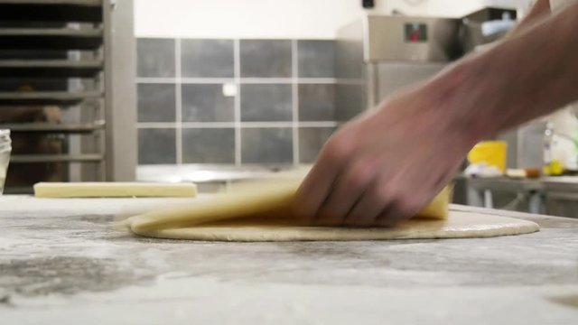 preparation of the puff pastry in the baker