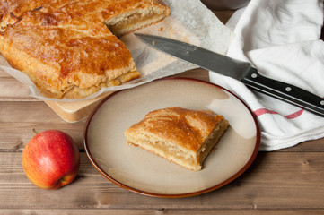 Homebaked Pie With Apple And Chocolate Parts.