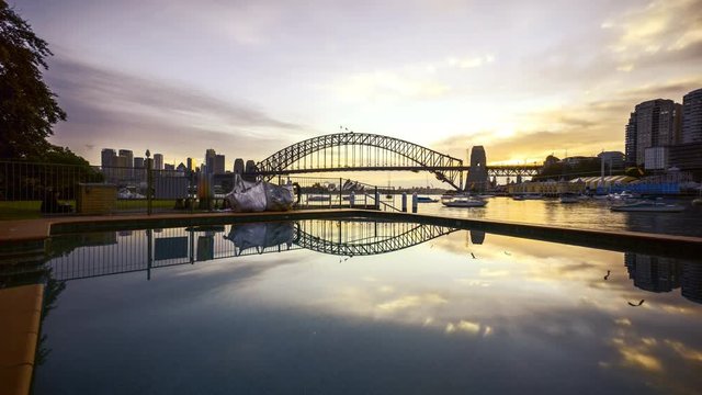 4k time lapse of sunset at Sydney Harbour Bridge