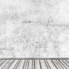 Wood Floor and Concrete Wall