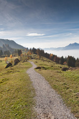 Amaing Autumn Landscape near mount Rigi and lake Luzerne, Alps, Switzerland