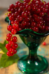 Fresh ripe red currant berries on the table