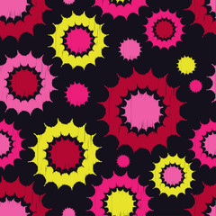 Ethnic boho seamless pattern. Decorative sun. Scribble texture. Retro motif. Textile rapport.