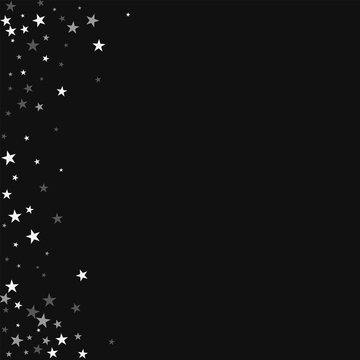 Random falling stars. Abstract left border with random falling stars on black background. Surprising Vector illustration.