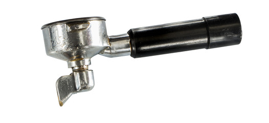 Filter holder of professional coffee machine with tamped coffee