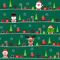 Cartoons Symbols Seamless Pattern Xmas Green