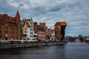 Naklejka premium Old town and Motlawa river in Gdansk, Pomorze, Poland