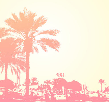 Travel background with palms