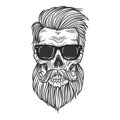 Bearded skull illustration