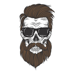 Bearded skull illustration