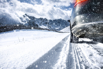 car and winter road 