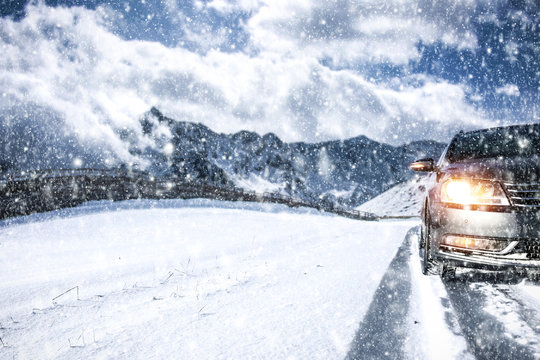 car and winter road 
