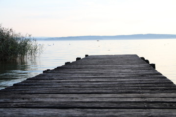 Fototapeta premium Steg am Teich