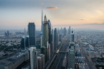 Fototapeta na wymiar panoramic views of downtown of dubai city