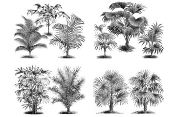Illustrations of Palm. Set on white background