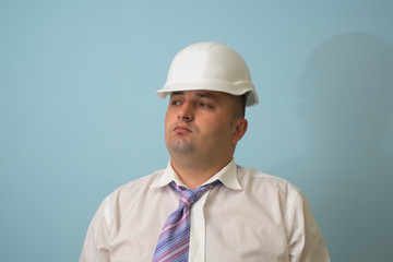 Portrait man in a white helmet