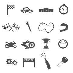 racing icons set vector