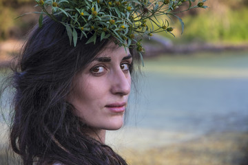 Pagan gypsy woman in the forest