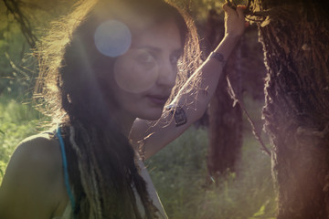 Pagan gypsy woman in the forest