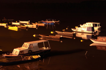 Rows of River Boats