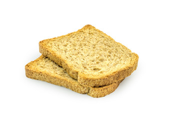 Organic, rustic toast isolated on white background. Clipping path included.