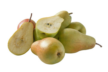 a bunch of ripe autumn large pears