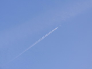 Jet plane in the blue sky