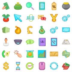 Wqallet icons set, cartoon style
