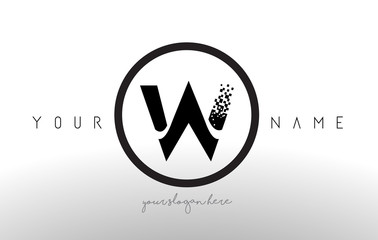 W Logo Letter with Digital Pixel Tech Design Vector.