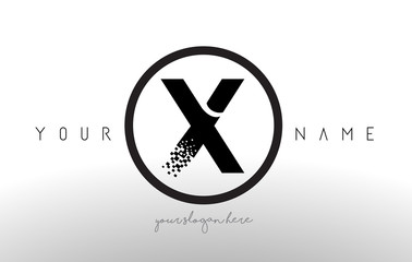 X Logo Letter with Digital Pixel Tech Design Vector.