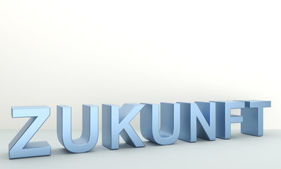 3D Rendering Model in Schrift für Zukunft vor hellen Hintergrund