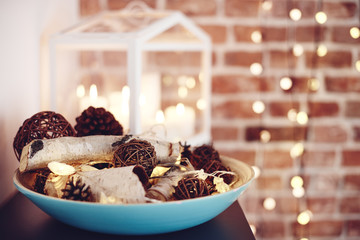 Christmas wooden decorations at home