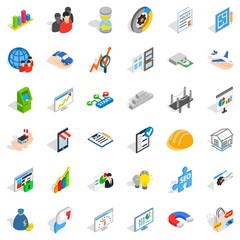 Finance icons set, isometric style