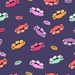 Simple Floral Pattern for Seamless Background, Print, Furniture Upholstery. Small Floral Rapport with Silhouettes of Primitive Flowers. Random Botanical Texture